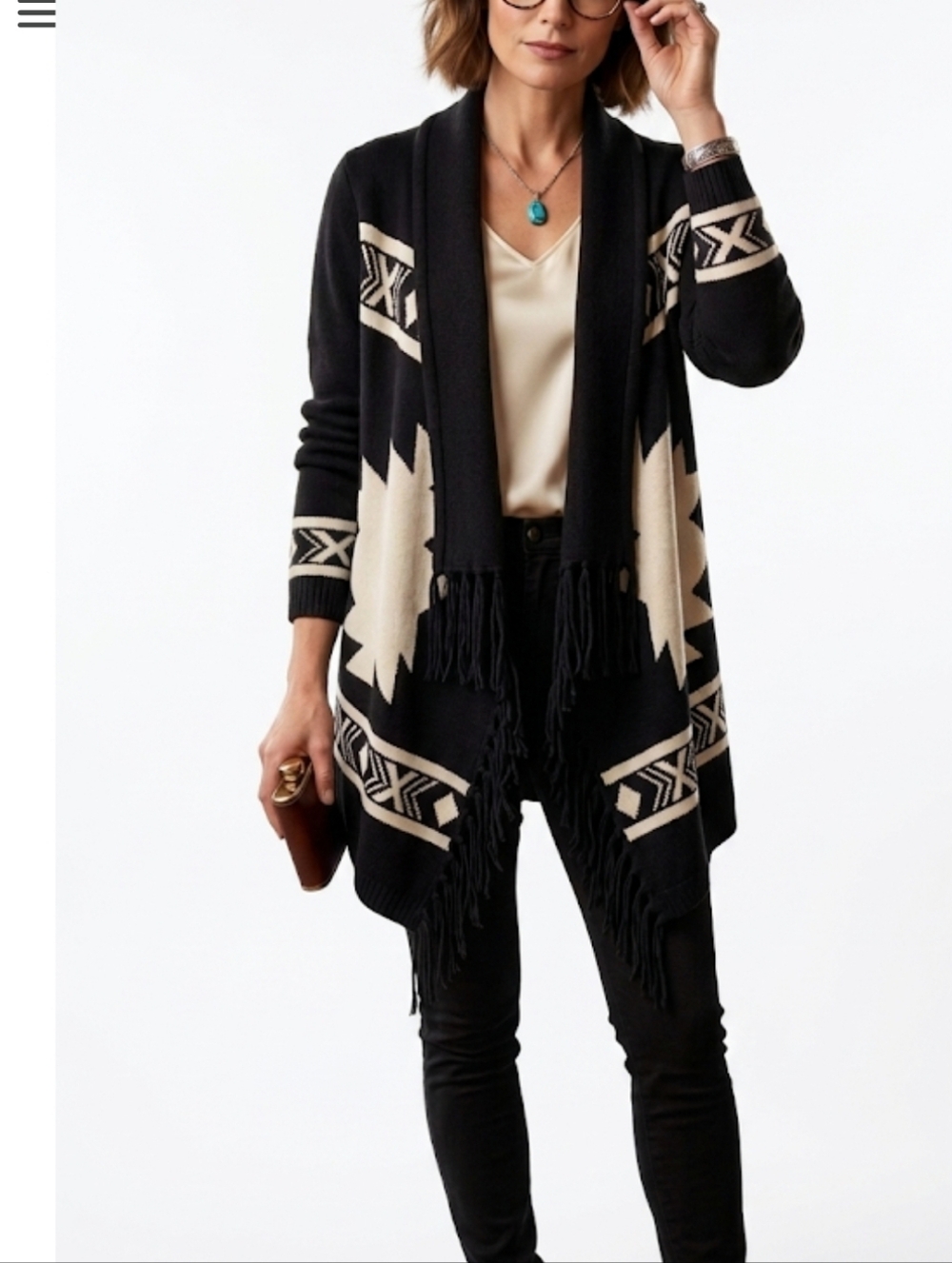 Love& Liberty South Western Aztec Print Western Open Front Cardagan